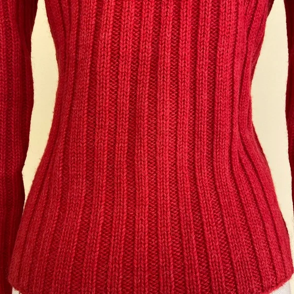 Gucci Chunky Alpaca Wool Blend Red Cardigan Cable Knit Sweater Made in Italy - Picture 12 of 16